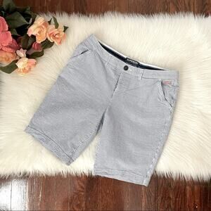 Blue Seersucker Bermuda Shorts by Superdry Size 8 100% cotton